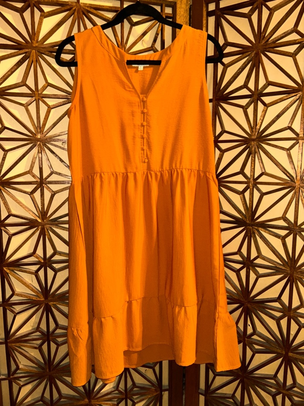 Kori Rust-Orange Button-Front Sleeveless Dress Small
